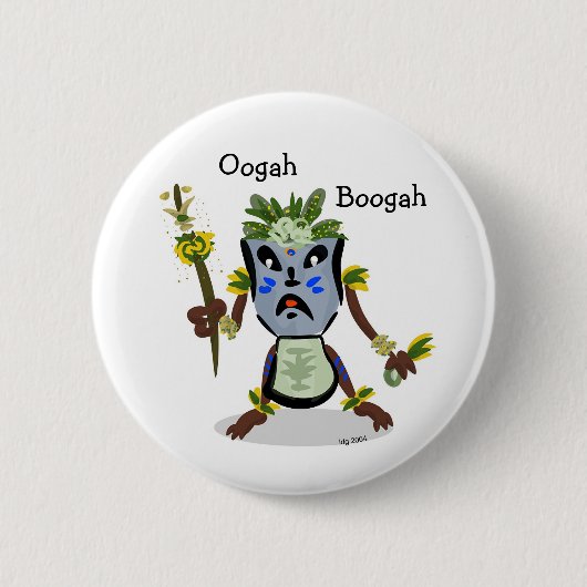 Badge Rond 5 Cm Bouton d'indigène de Tiki Hito (Devant)