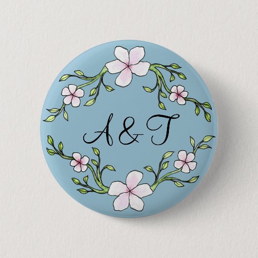 Badge Rond 5 Cm Bouton d'initiales de fleurs de cerisier (Devant)