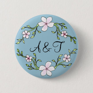 Badge Rond 5 Cm Bouton d'initiales de fleurs de cerisier