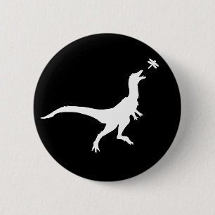 Badge Rond 5 Cm Bouton Dinosaure et Libellule