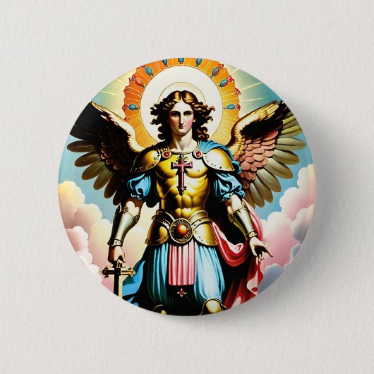 Badge Rond 5 Cm Bouton d'insigne Saint Michael (Devant)
