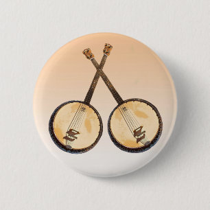 Badge Rond 5 Cm Bouton d'instrument de musique de banjos