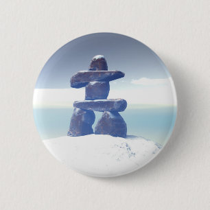 Badge Rond 5 Cm Bouton d'inukshuk d'hiver
