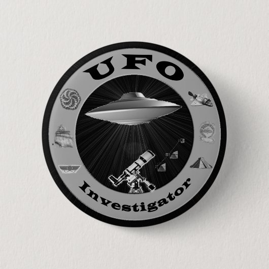 Badge Rond 5 Cm Bouton d'investigateur d'UFO (Devant)