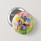 Badge Rond 5 Cm Bouton "d'iris pourpre" (Devant & derrière)