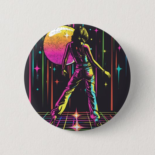 Badge Rond 5 Cm Bouton Disco Party (Devant)