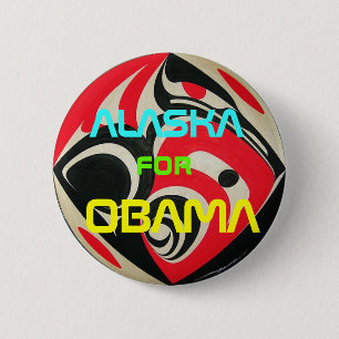 Badge Rond 5 Cm Bouton d'Obama Alaska