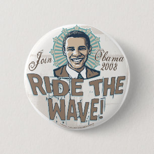 Badge Rond 5 Cm Bouton d'Obama de vague