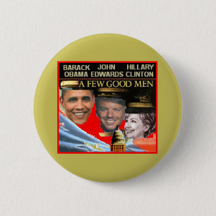 Badge Rond 5 Cm Bouton d'Obama Edwards Hillary