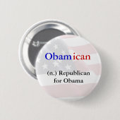 Badge Rond 5 Cm Bouton d'Obamican (Devant & derrière)