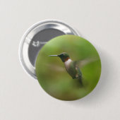 Badge Rond 5 Cm Bouton d'oiseau-colibri de Ruby-Homme (Devant & derrière)