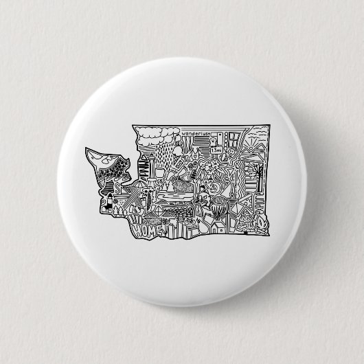 Badge Rond 5 Cm Bouton Doodle Washington (Devant)
