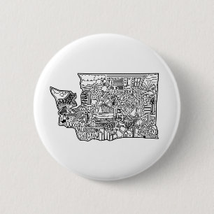 Badge Rond 5 Cm Bouton Doodle Washington