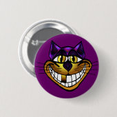 Badge Rond 5 Cm Bouton d'or de chat de Cheshire (Devant & derrière)