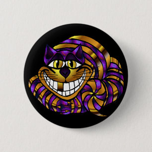 Badge Rond 5 Cm Bouton d'or de chat de Cheshire