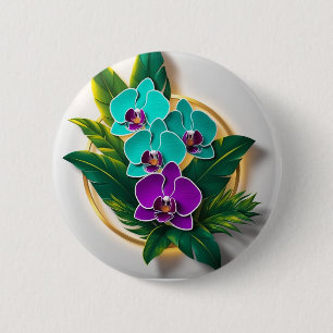 Badge Rond 5 Cm Bouton d'orchidée de minuit - Beauté foncée dans l