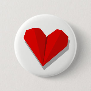 Badge Rond 5 Cm Bouton d'origami de coeur d'amour