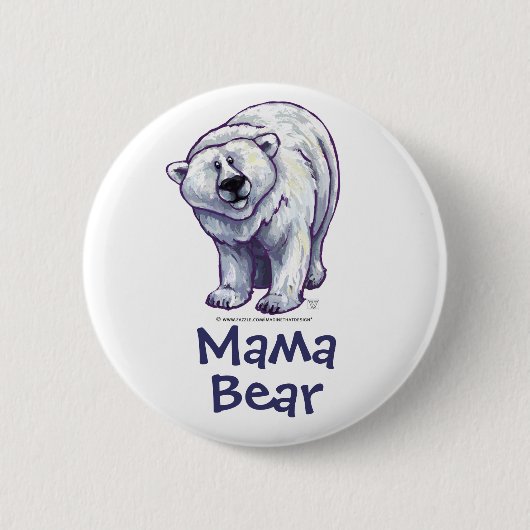 Badge Rond 5 Cm Bouton d'ours blanc de maman Bear (Devant)