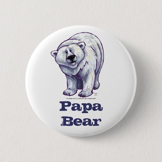 Badge Rond 5 Cm Bouton d'ours blanc d'ours de papa (Devant)