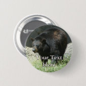 Badge Rond 5 Cm Bouton d'ours noir (Devant & derrière)