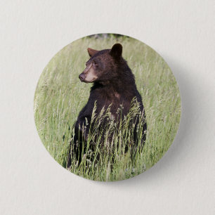 Badge Rond 5 Cm Bouton d'ours noir