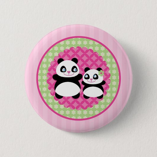 Badge Rond 5 Cm Bouton d'ours panda de fille (Devant)