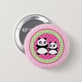 Badge Rond 5 Cm Bouton d'ours panda de fille (Devant & derrière)