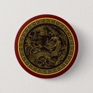Badge Rond 5 Cm Bouton Dragon chinois très amusant