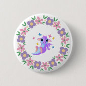 Badge Rond 5 Cm Bouton Dragon Fleur (Devant)