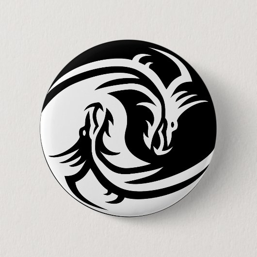 Badge Rond 5 Cm bouton dragons yin yang (Devant)