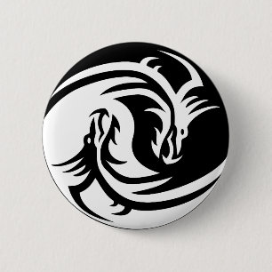 Badge Rond 5 Cm bouton dragons yin yang