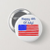 Badge Rond 5 Cm Bouton drapeau américain "Happy 4 juillet" (Devant & derrière)