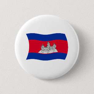 Badge Rond 5 Cm Bouton Drapeau Cambodge
