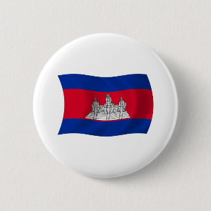 Badge Rond 5 Cm Bouton Drapeau Cambodge