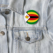 Badge Rond 5 Cm Bouton Drapeau Fisheye du Zimbabwe (En situation)