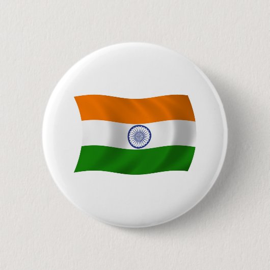 Badge Rond 5 Cm Bouton Drapeau Inde (Devant)