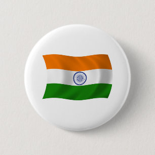 Badge Rond 5 Cm Bouton Drapeau Inde