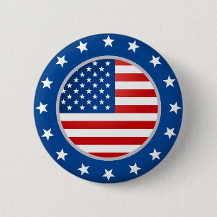 Badge Rond 5 Cm Bouton Drapeau National Américain