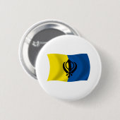Badge Rond 5 Cm Bouton Drapeau Sikhisme (Devant & derrière)