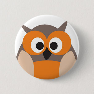 Badge Rond 5 Cm Bouton drôle de hibou de bande dessinée de