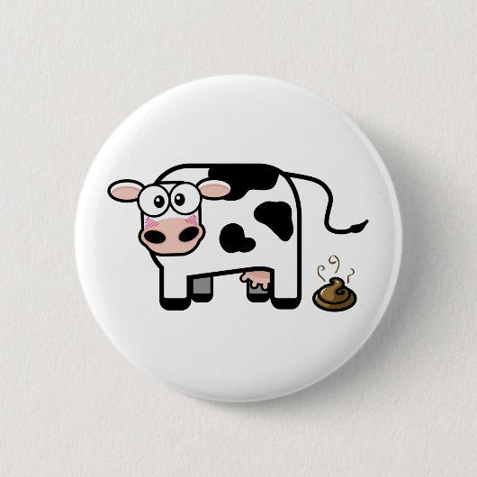 Badge Rond 5 Cm Bouton drôle de vache à Pooping (Devant)