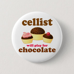 Badge Rond 5 Cm Bouton drôle de violoncelle de chocolat