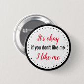 Badge Rond 5 Cm Bouton Drôle J'Aime Moi (Devant & derrière)