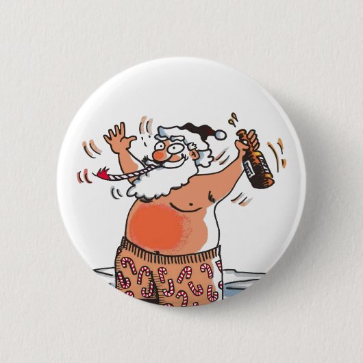 Badge Rond 5 Cm Bouton Drunk Père Noël (Devant)
