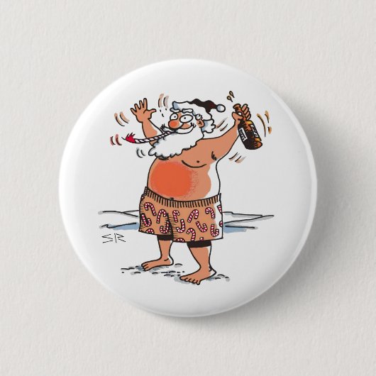 Badge Rond 5 Cm Bouton Drunk Père Noël (Devant)