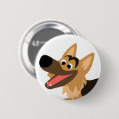 Badge Rond 5 Cm Bouton du berger allemand mignon avec un joli sour (Devant & derrière)