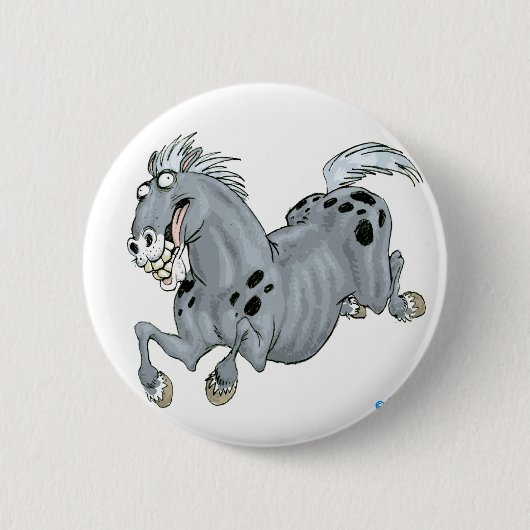 Badge Rond 5 Cm Bouton du Cheval de Cartoon fou Badton (Devant)