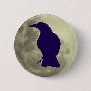 Badge Rond 5 Cm Bouton du corbeau noir