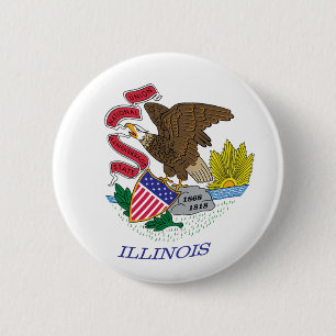 Badge Rond 5 Cm Bouton du drapeau de l'Illinois