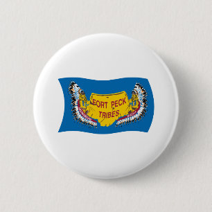 Badge Rond 5 Cm Bouton du drapeau des Assiniboines de Fort Peck